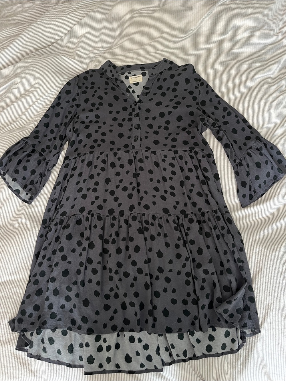 Jackson Rowe women’s Gray Dress with Black Spot Print